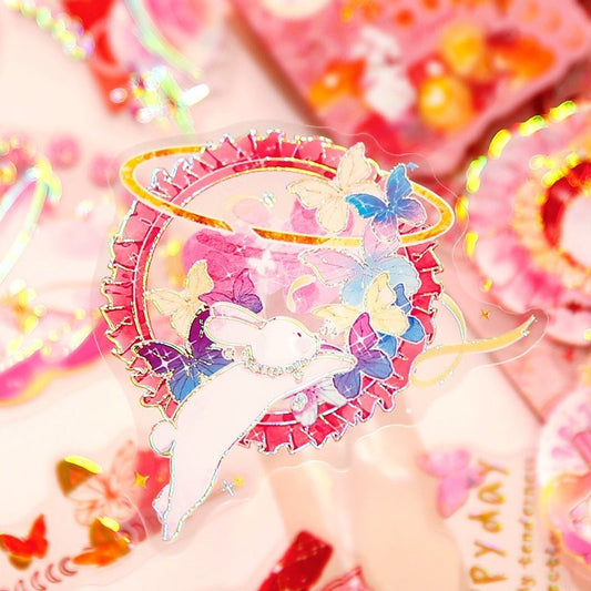 Aesthetic Holographic Lined Stickers - The Kawaii Nest