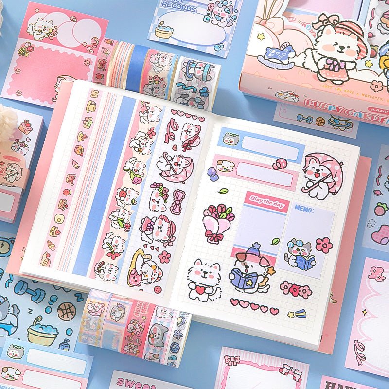 Cute Cat / Puppy Washi Tape & Memo Packs - The Kawaii Neststickers