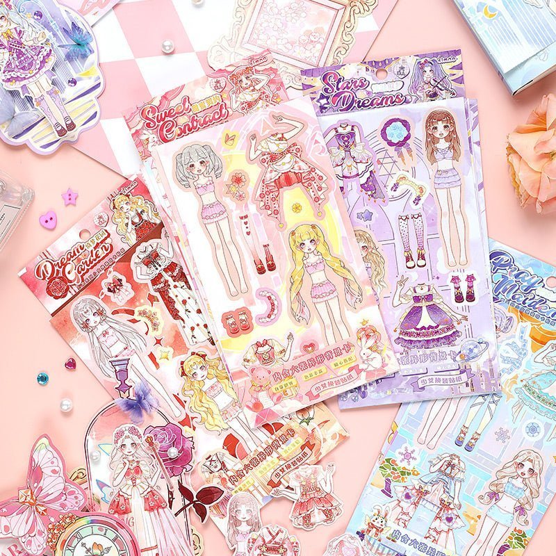 Dress - Up Dolls Sticker Packs - The Kawaii Nest