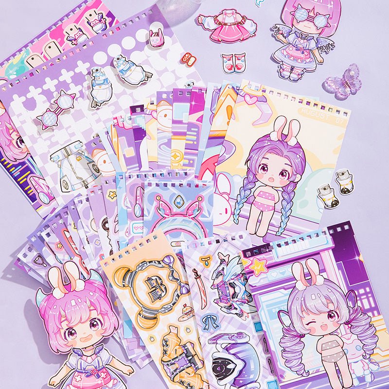 Kawaii Cyberpunk ~ Dress - Up Dolls Flip Books - The Kawaii Neststickers