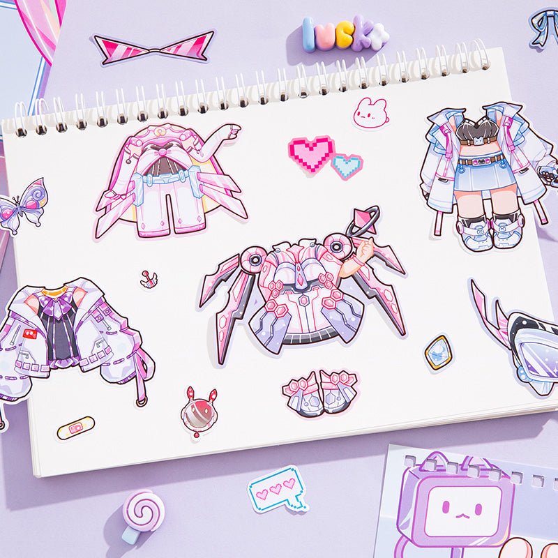 Kawaii Cyberpunk ~ Dress - Up Dolls Flip Books - The Kawaii Neststickers