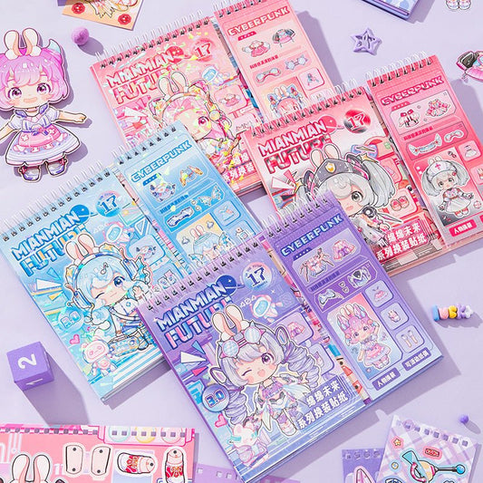 Kawaii Cyberpunk ~ Dress - Up Dolls Flip Books - The Kawaii Neststickers