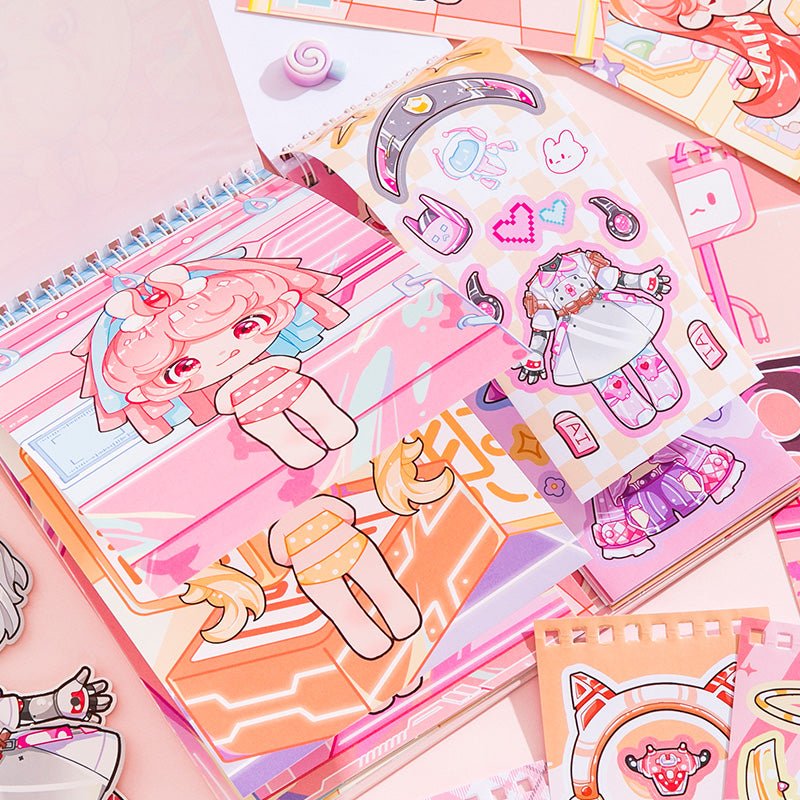 Kawaii Cyberpunk ~ Dress - Up Dolls Flip Books - The Kawaii Neststickers