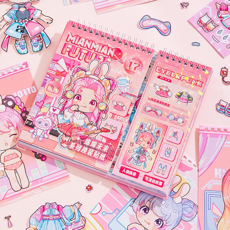 Kawaii Cyberpunk ~ Dress - Up Dolls Flip Books - The Kawaii Neststickers