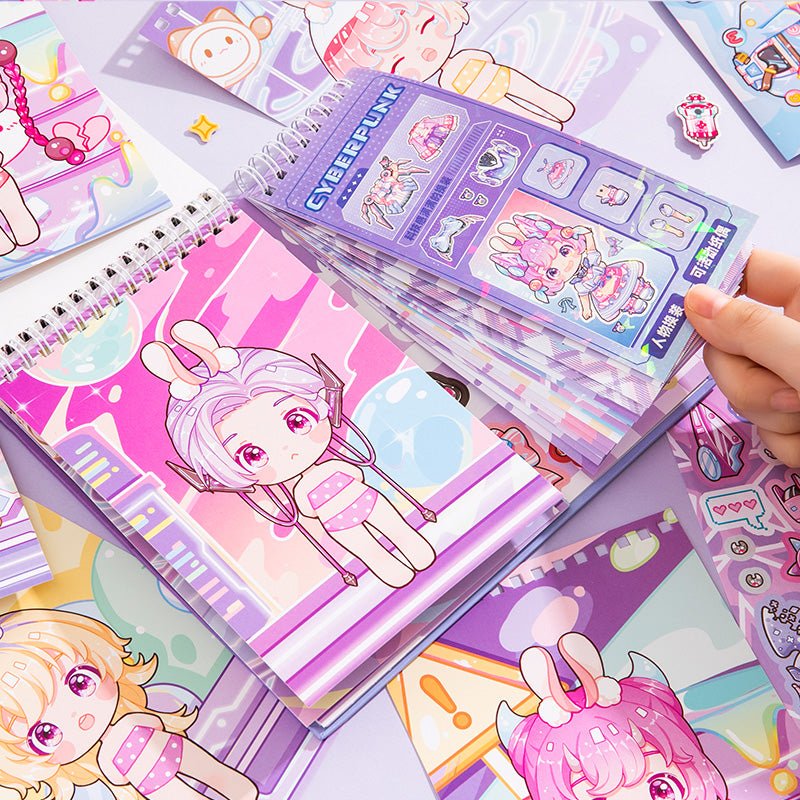 Kawaii Cyberpunk ~ Dress - Up Dolls Flip Books - The Kawaii Neststickers