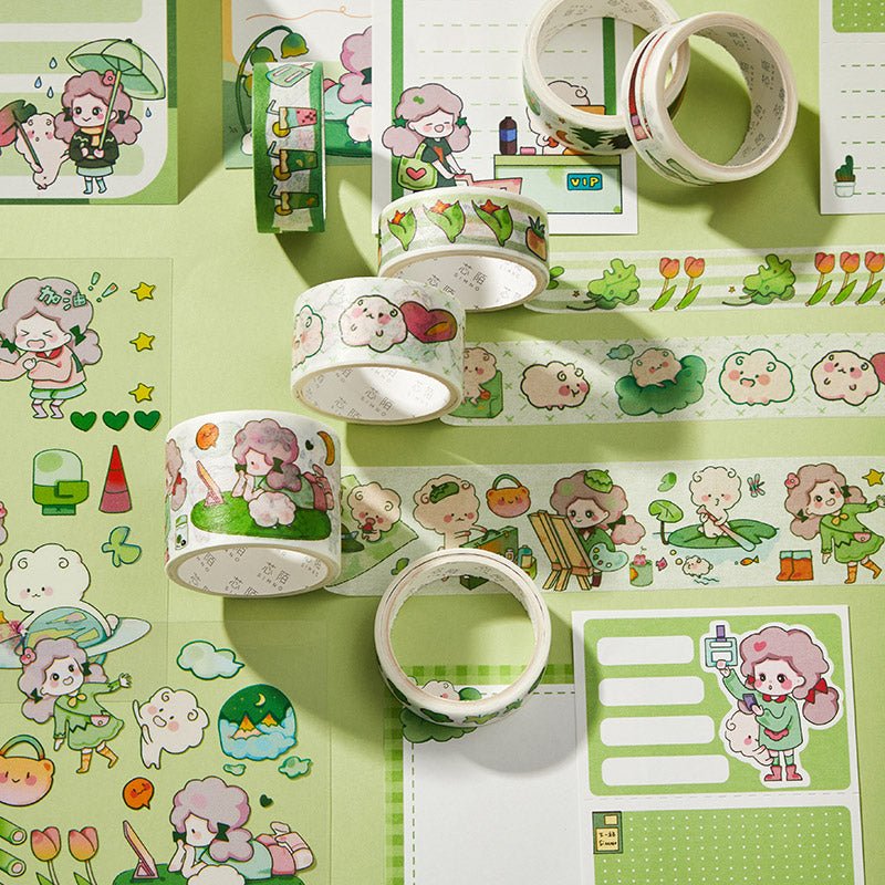 Washi Tape, Notepaper, Sticker & Sticker Cutting Tool Set - The Kawaii Nest