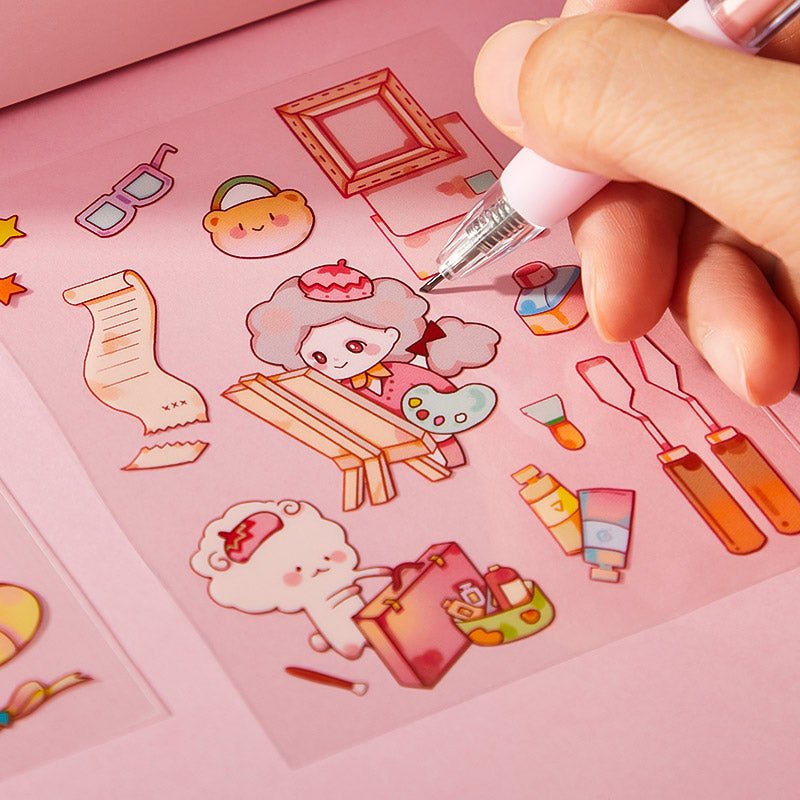 Washi Tape, Notepaper, Sticker & Sticker Cutting Tool Set - The Kawaii Nest