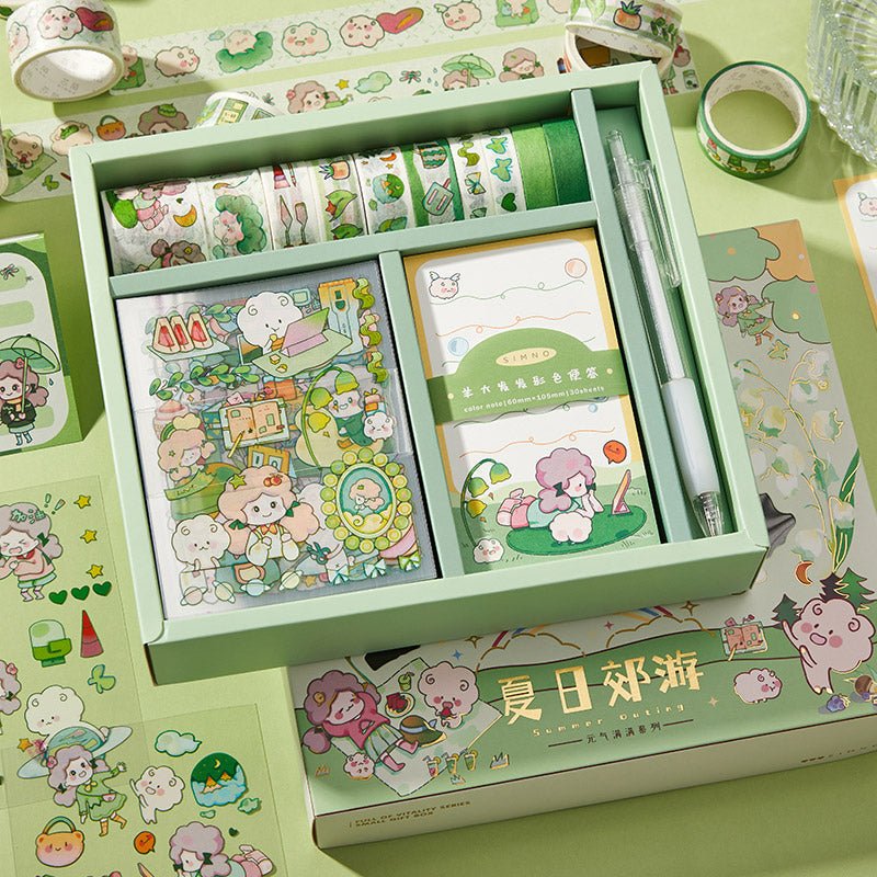 Washi Tape, Notepaper, Sticker & Sticker Cutting Tool Set - The Kawaii Nest